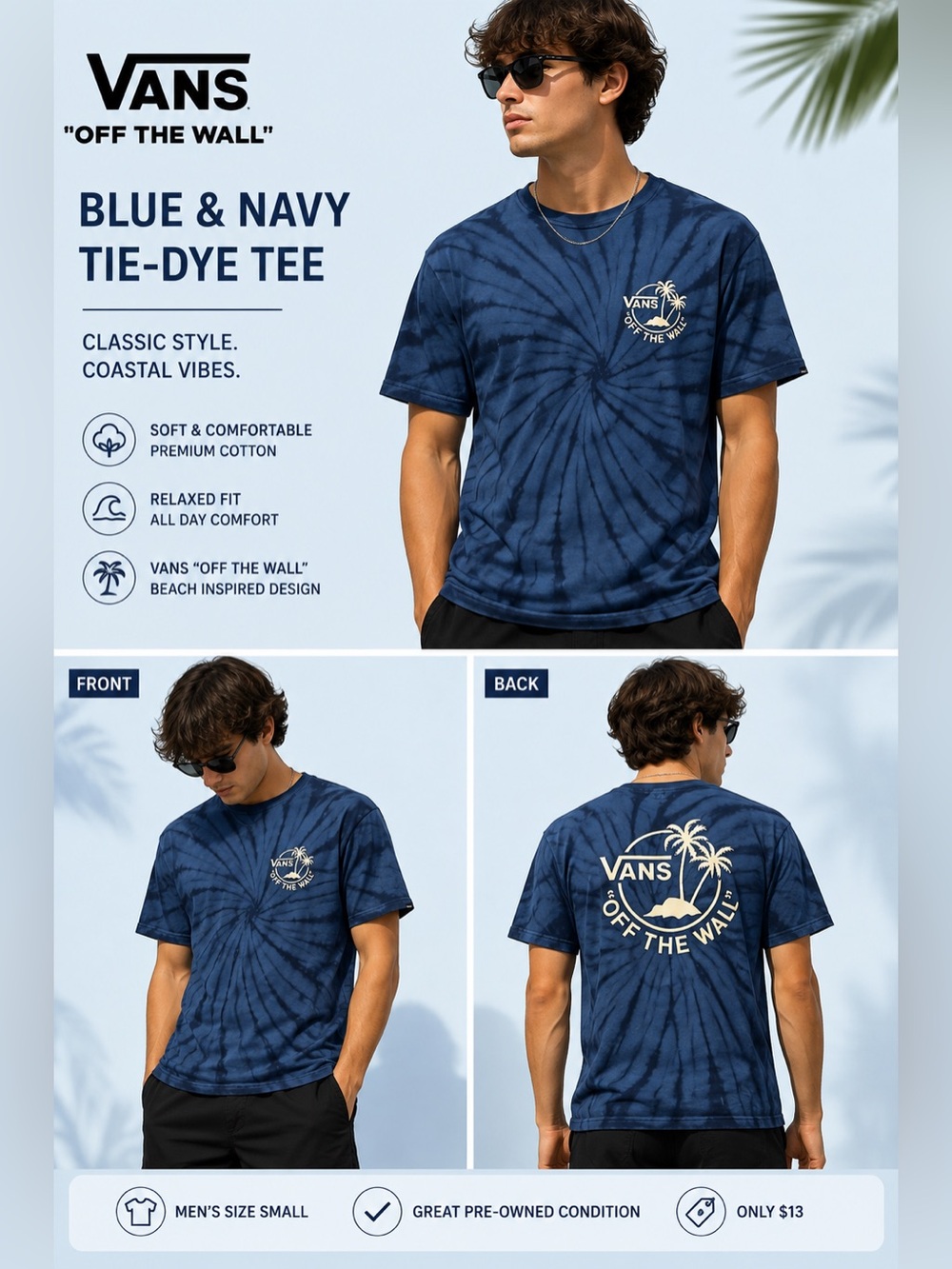 Vans Blue and Navy Tie-Dye Short Sleeve Tee